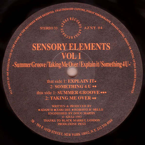 Sensory Elements - Vol 1 Vinyl - Vinyl Record