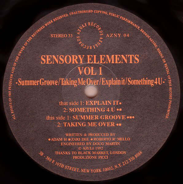 Sensory Elements - Vol 1 Vinyl