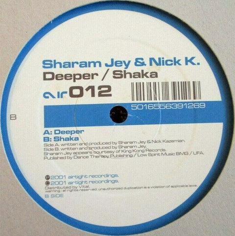 Sharam Jey & Nick K. - Deeper / Shaka Vinyl - Vinyl Record
