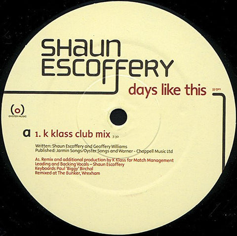 Shaun Escoffery - Days Like This Vinyl - Vinyl Record