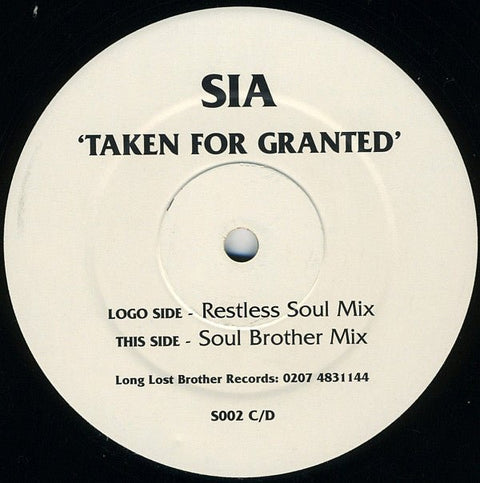 Sia - Taken For Granted Vinyl - Vinyl Record