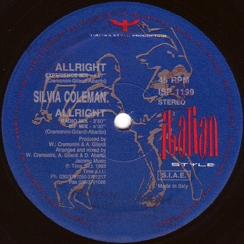 Silvia Coleman - Allright Vinyl - Vinyl Record