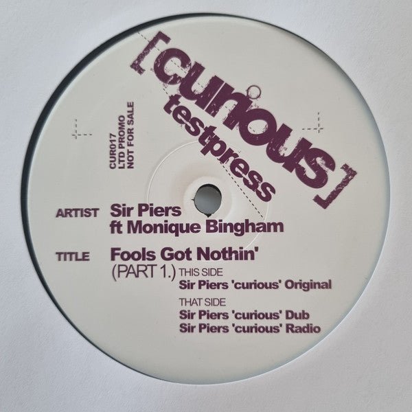 Sir Piers Ft. Monique Bingham - Fools Got Nothin' (Part 1) Vinyl