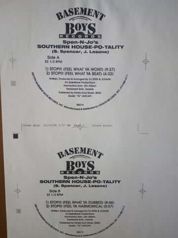 Spen - N - Jo's Southern House - Po - Tality - Stop!!! (Feel What Ya Wont) Vinyl