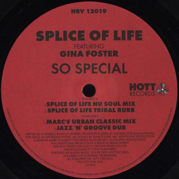 Splice Of Life Featuring Gina Foster - So Special Vinyl
