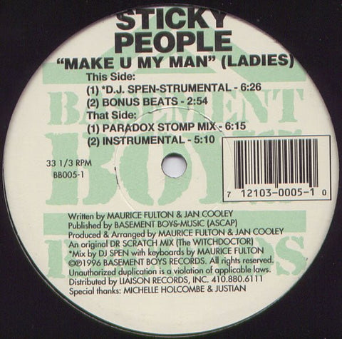 Sticky People - Make U My Man (Ladies) Vinyl - Vinyl Record