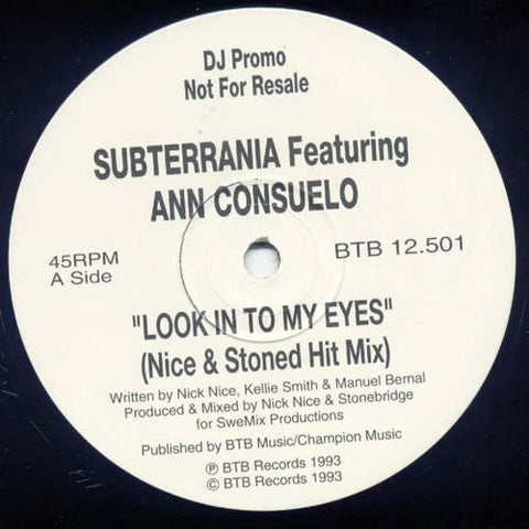 Subterrania Featuring Ann Consuelo - Look Into My Eyes Vinyl - Vinyl Record