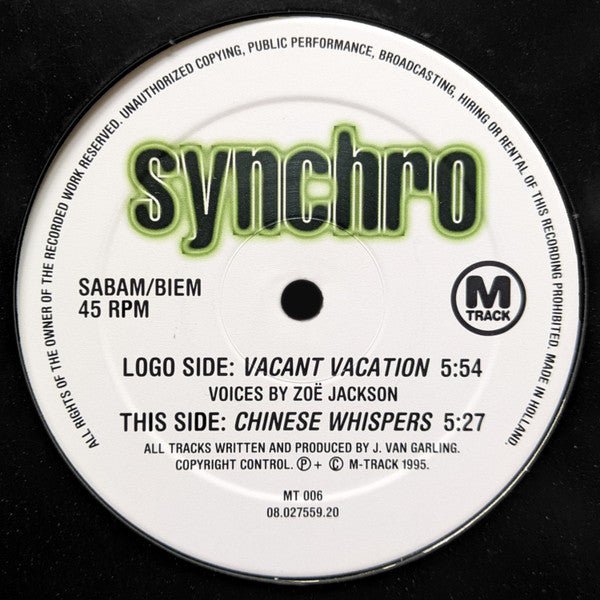 Synchro - Vacant Vacation / Chinese Whispers Vinyl