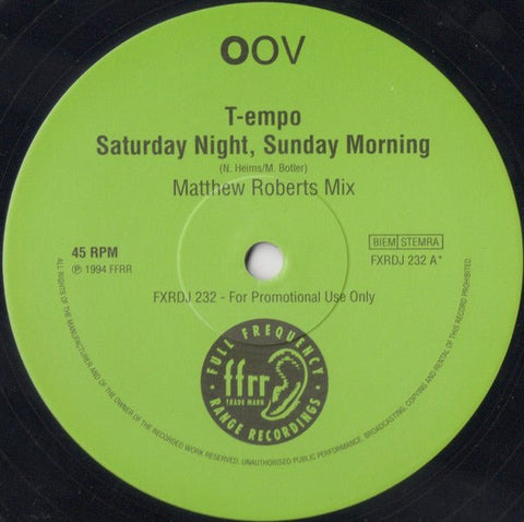 T - empo - Saturday Night, Sunday Morning Vinyl - Vinyl Record