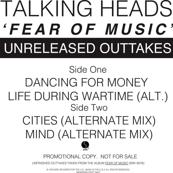 Talking Heads - Fear Of Music - Unreleased Outakes Vinyl