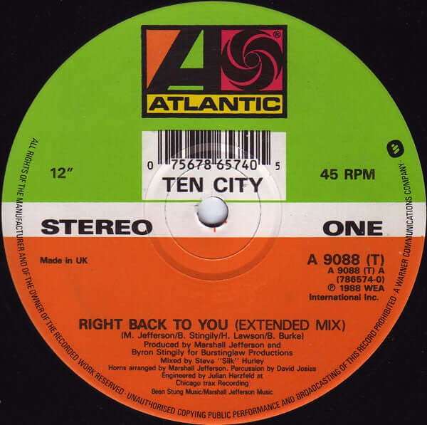 Ten City - Right Back To You Vinyl