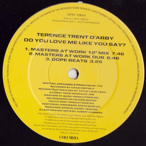 Terence Trent D'Arby - Do You Love Me Like You Say? Vinyl