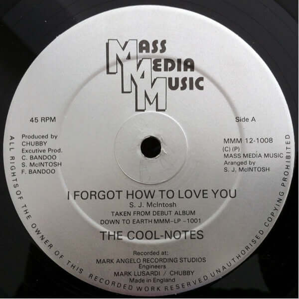 The Cool - Notes - I Forgot How To Love You Vinyl