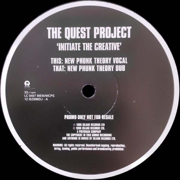 The Quest Project - Initiate The Creative (New Phunk Theory Remixes) Vinyl