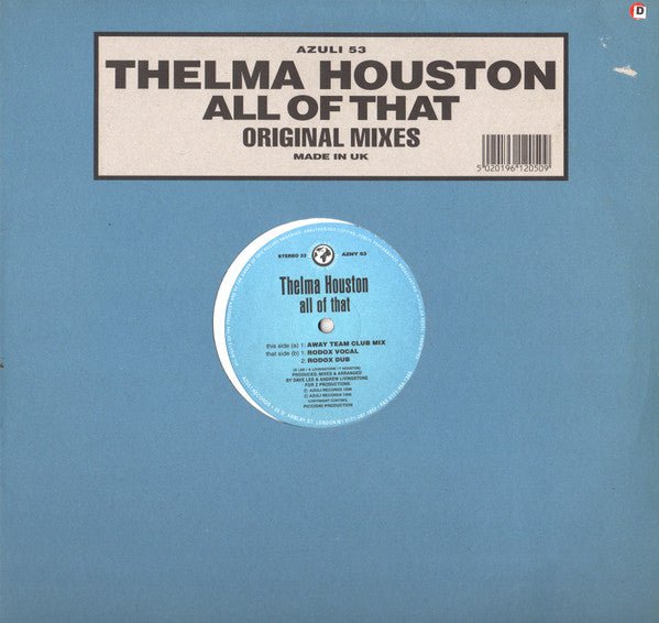 Thelma Houston - All Of That (Original Mixes) Vinyl