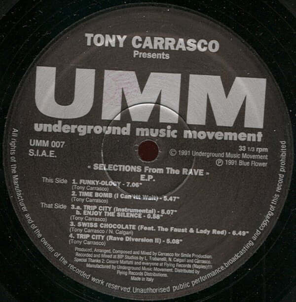Tony Carrasco - Selections From The Rave E.P. Vinyl