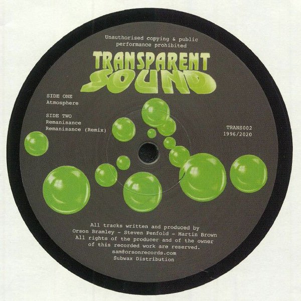 Transparent Sound - Atmosphere / Remanisance Vinyl