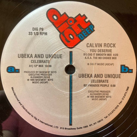 Ubeka And Unique / Calvin Rock - Celebrate / You Deserve Vinyl - Vinyl Record