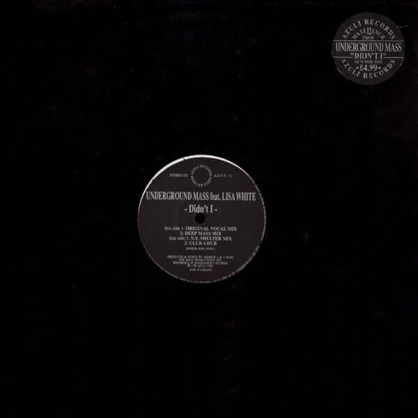 Underground Mass Feat. Lisa White - Didn't I Vinyl