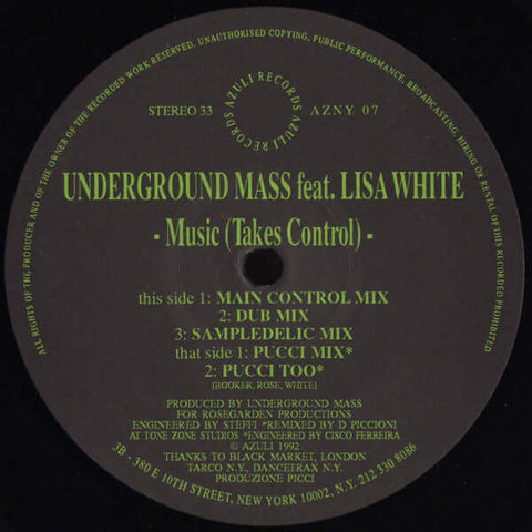 Underground Mass Feat. Lisa White - Music (Takes Control) Vinyl - Vinyl Record