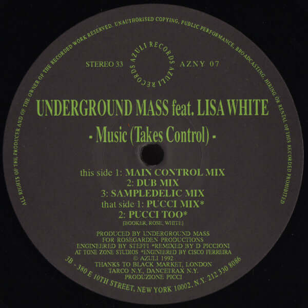 Underground Mass Feat. Lisa White - Music (Takes Control) Vinyl