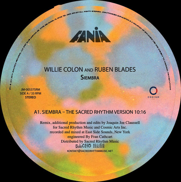 Willie Colon & Ruben Blades - Siembra (Joe Claussell Remix) Vinyl