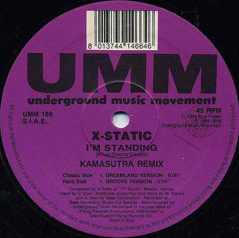 X - Static - I'm Standing (Kamasutra Remix) Vinyl - Vinyl Record