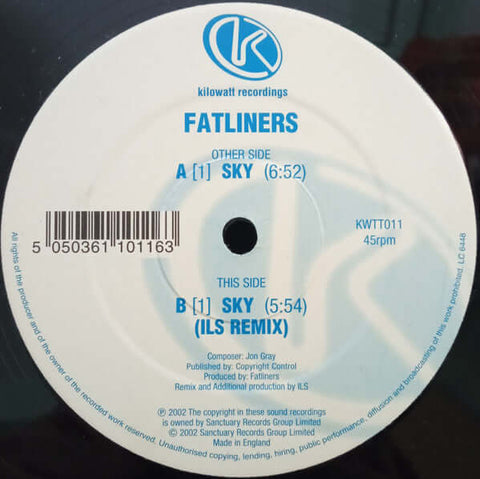 Fatliners - Sky - Fatliners : Sky (12") is available for sale at our shop at a great price. We have a huge collection of Vinyl's, CD's, Cassettes & other formats available for sale for music lovers - Kilowatt Recordings - Kilowatt Recordings - Kilowatt Re - Vinyl Record
