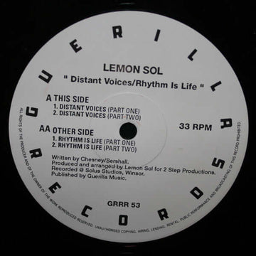 Lemon Sol - Distant Voices / Rhythm Is Life - Lemon Sol : Distant Voices / Rhythm Is Life (12