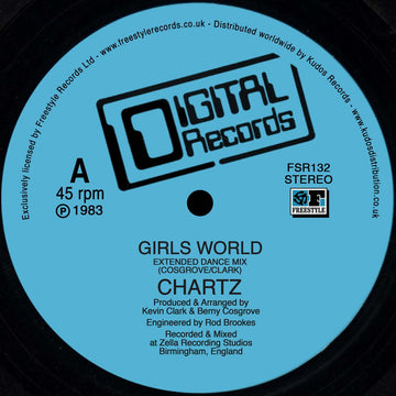 Chartz - Girls World - Artists Chartz Genre Electro Funk, Reissue Release Date 10 Mar 2023 Cat No. FSR131 Format 12
