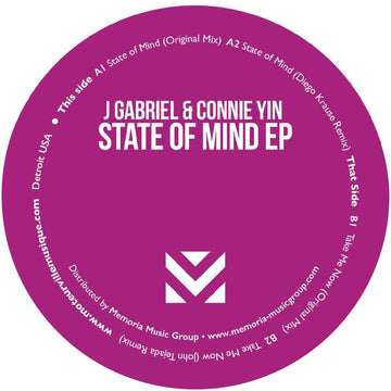 J Gabriel & Connie Yin - State Of Mind - J Gabriel & Connie Yin (incl. Diego Krause & John Tejada remixes) - State Of Mind EP (Vinyl) - J Gabriel returns to Moteur Ville Musique joined by fellow New Yorker Connie Yin with their State of Mind EP... - Moteu Vinly Record