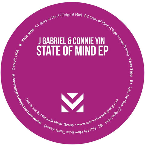 J Gabriel & Connie Yin - State Of Mind - J Gabriel & Connie Yin (incl. Diego Krause & John Tejada remixes) - State Of Mind EP (Vinyl) - J Gabriel returns to Moteur Ville Musique joined by fellow New Yorker Connie Yin with their State of Mind EP... - Moteu - Vinyl Record