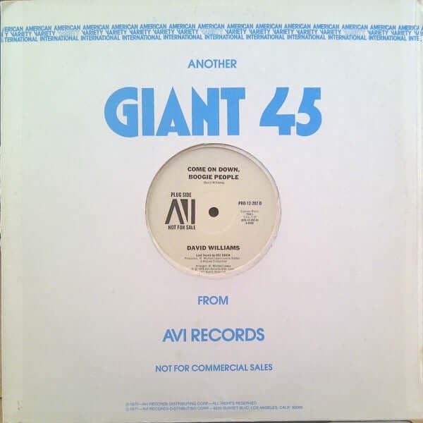 David Williams - Come On Down, Boogie People Vinyl