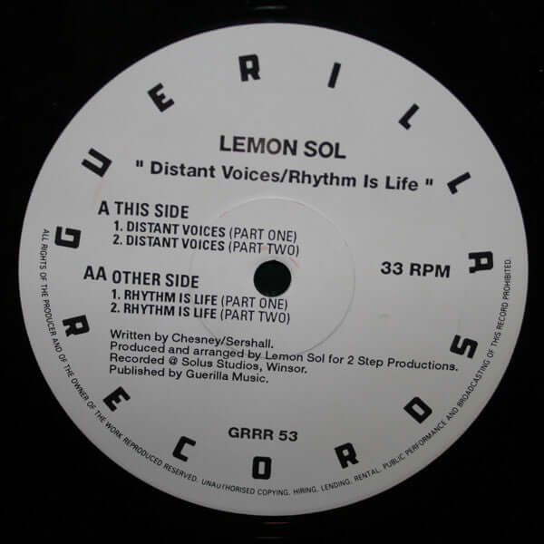 Lemon Sol - Distant Voices / Rhythm Is Life Vinyl