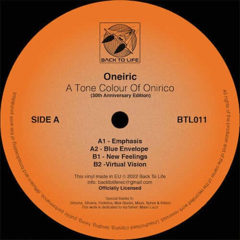 Oneiric - A Tone Colour Of Onirico Vinyl - Vinyl Record