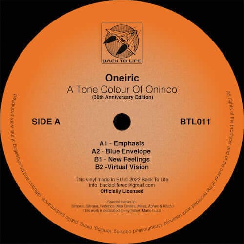 Oneiric - A Tone Colour Of Onirico Vinyl