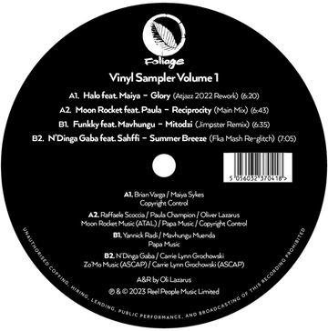 Various - Foliage Records Sampler 1 - Artists Various Genre Jazzy House, Soulful House Release Date 14 Apr 2023 Cat No. FNVS010 Format 12