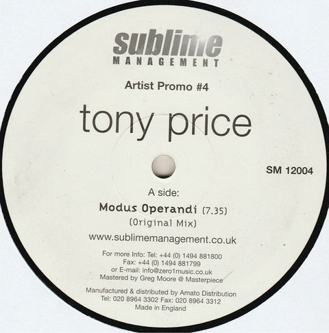 Tony Price : Modus Operandi (12") - Vinyl Record