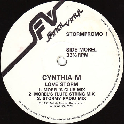 Cynthia M : Love Storm (12", Promo) - Vinyl Record