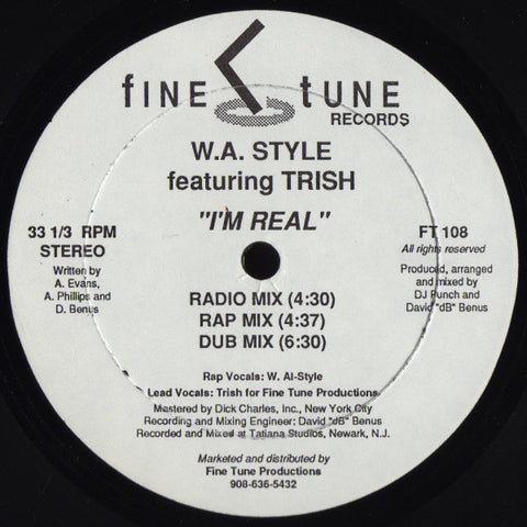 W.A. Style* Featuring Trish (12) : I'm Real (12") - Vinyl Record