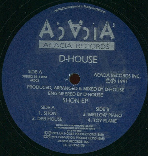 D-House : Shon EP (12", EP) - Vinyl Record