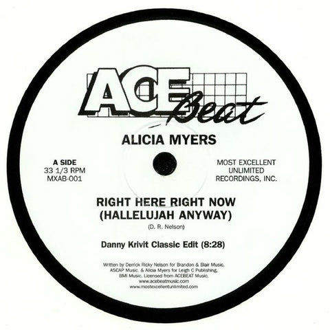 Alicia Myers : Right Here Right Now (Hallelujah Anyway)  (12") - Vinyl Record