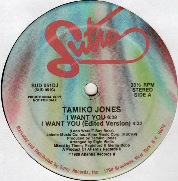 Tamiko Jones : I Want You (12", Promo)