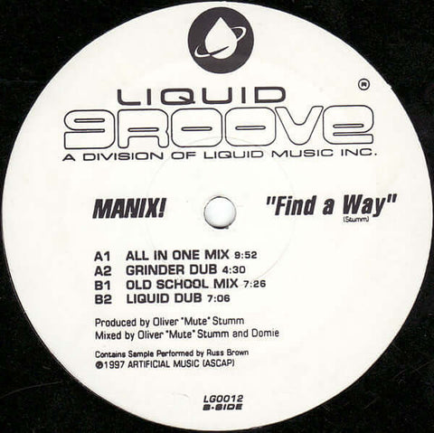 Manix! : Find A Way (12", Promo) is available for sale at our shop at a great price. We have a huge collection of Vinyl's, CD's, Cassettes & other formats available for sale for music lovers - Vinyl Record