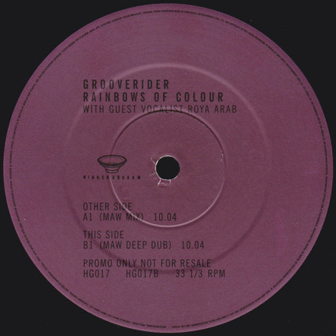 Grooverider With Guest Vocalist Roya Arab : Rainbows Of Colour (Remixes By Masters At Work) (12", Promo) - Vinyl Record