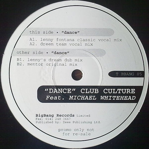 Club Culture : Dance (12", Promo) - Vinyl Record