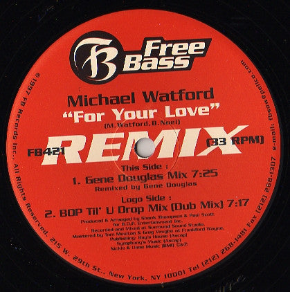 Michael Watford : For Your Love (Remixes) (12") - Vinyl Record