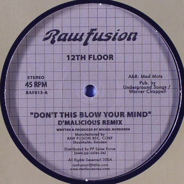 12th Floor - Don't This Blow Your Mind Vinyl Vinly Record