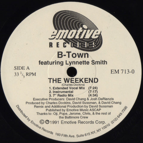 B-Town Featuring Lynnette Smith* : The Weekend (12") - Vinyl Record