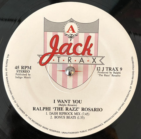 Ralphi 'The Razz' Rosario* : I Want You (12") - Vinyl Record